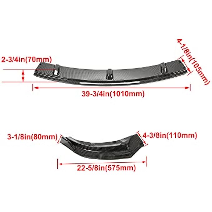 Kojem Front Bumper Lip Kit Compatible with 2017-2023 Tesla Model 3 Sedan Body Spoiler Splitter Kit Carbon Fiber Printing 3PCS - Image 2