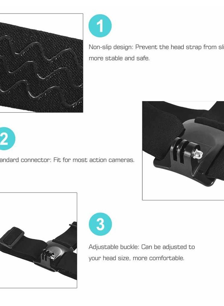 Adjustable Anti-Slip Action Camera Head Strap Headband Mount  - Image 3