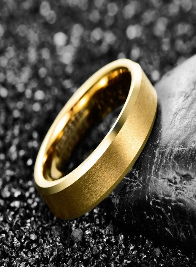 Corato 6MM 14K Gold-Plated Tungsten Carbide Rings for Men Matte Finish Wedding Band Comfort Fit Size 6.5 - Image 3