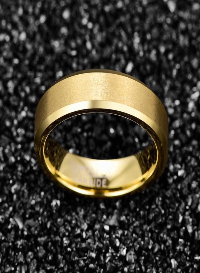Corato 6MM 14K Gold-Plated Tungsten Carbide Rings for Men Matte Finish Wedding Band Comfort Fit Size 6.5 - Image 5