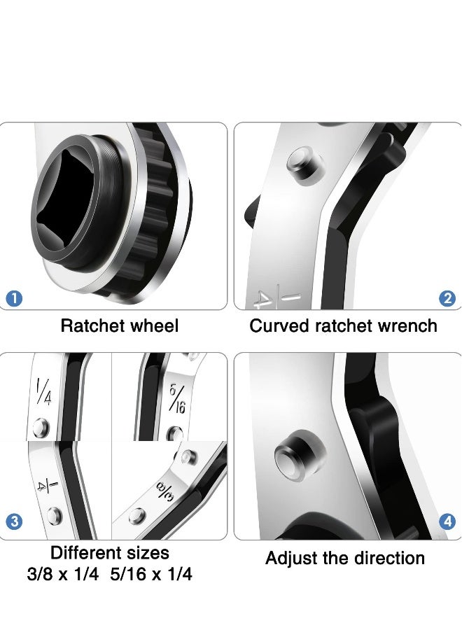 Hvac Service Wrench Refrigeration Service Wrench Set, 3/8 to 1/4, and 5/16 to 1/4, Ratchet Wrench Refrigeration Tool Set Air Conditioner Valve with Hexagon Bit Adapter Kit for Equipment Repair  - Image 3