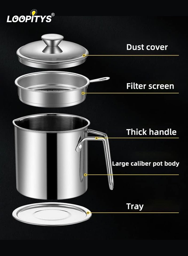LOOPITYS Oil filter pot for household use, large capacity kitchen, oil filter pot, oil storage tank - Image 1