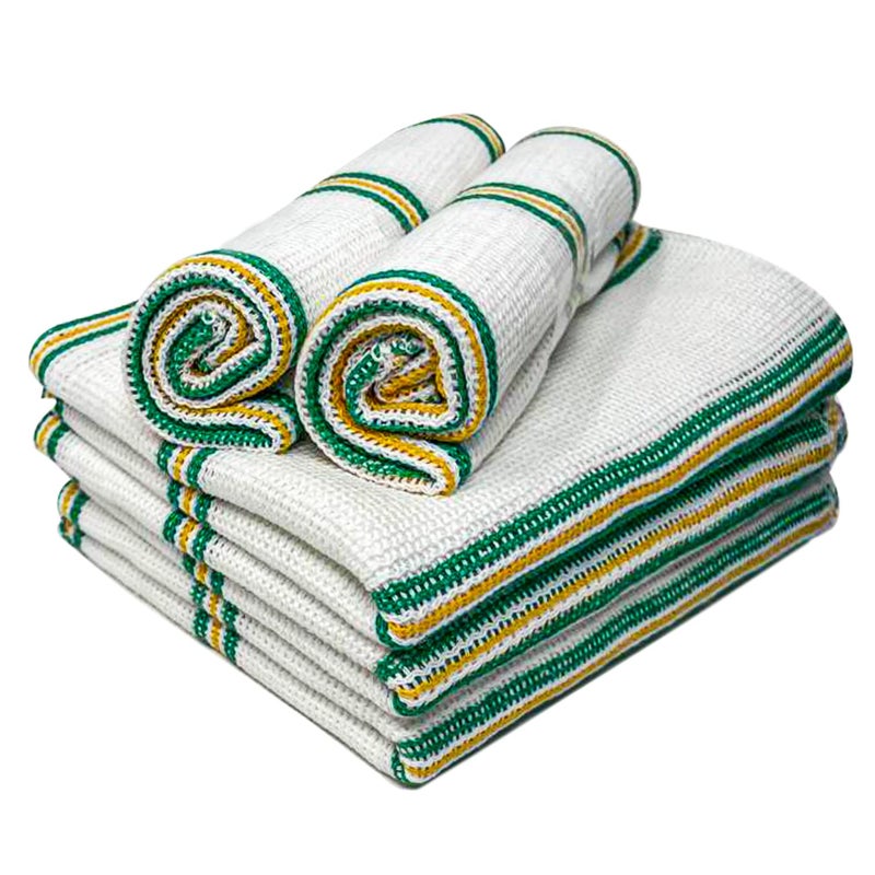 Towelogy 5 Pack Cotton Dish Cloths Waffle Weave White Super Absorbent LINT FREE QUICK DRY Striped Kitchen Tea Towels Dishcloths for Washing Up Machine Washable 35x40cm White GreenYellow Stripes