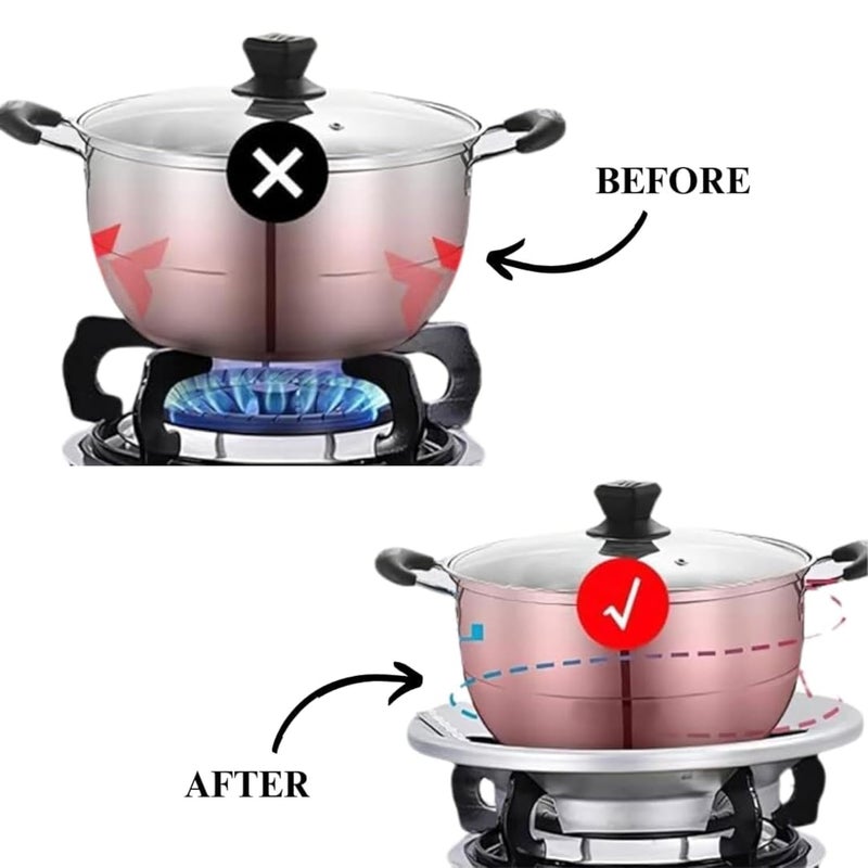 Kayru Gas Saver Burner Stand Gas Chula Burner Gas Saver Stand Jali Ring Fire Windproof Energy Saving Gas Chula Support Stand 4 Legs Supported for Indian Gas 07Mm Metal Pack of 3 - Image 4