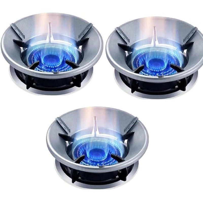 Kayru Gas Saver Burner Stand Gas Chula Burner Gas Saver Stand Jali Ring Fire Windproof Energy Saving Gas Chula Support Stand 4 Legs Supported for Indian Gas 07Mm Metal Pack of 3 - Image 1