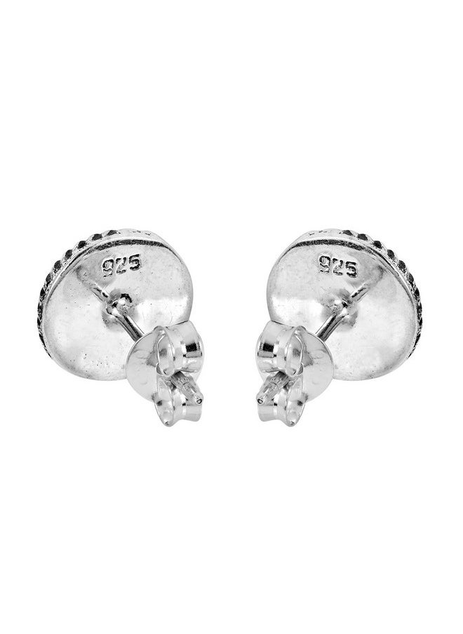 AeraVida Stylish Ocean Inspired Round Abalone Seashell Inlays In Framed .925 Sterling Silver Post Stud Earrings For Unisex Fashion Accessories With A Beach Or Summer Vibe  - Image 3