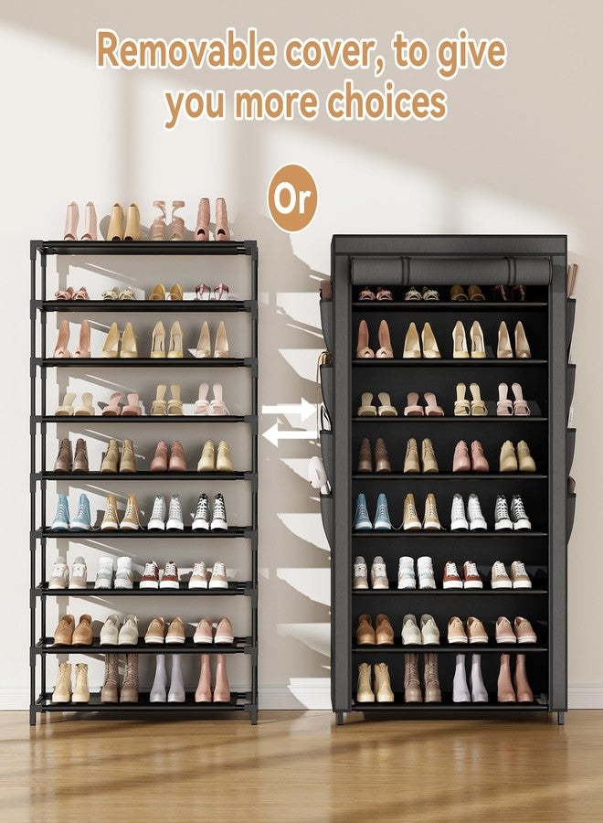 VILICK Shoe Rack with Cover, 8 Tier Tall Shoe Organizer Storage for 36-45 Pair Shoes and Boots Large Shoe Storage Shelf Free Standing Shoe Rack for Closet, Front Door Entrance, Dorm, Garage - Image 4