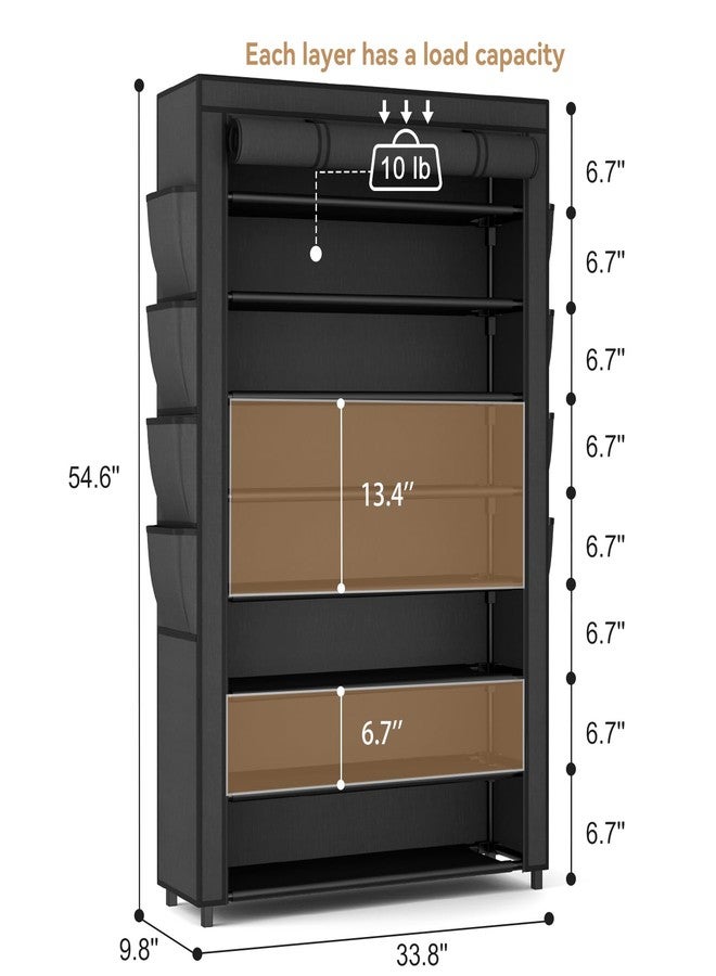 VILICK Shoe Rack with Cover, 8 Tier Tall Shoe Organizer Storage for 36-45 Pair Shoes and Boots Large Shoe Storage Shelf Free Standing Shoe Rack for Closet, Front Door Entrance, Dorm, Garage - Image 3