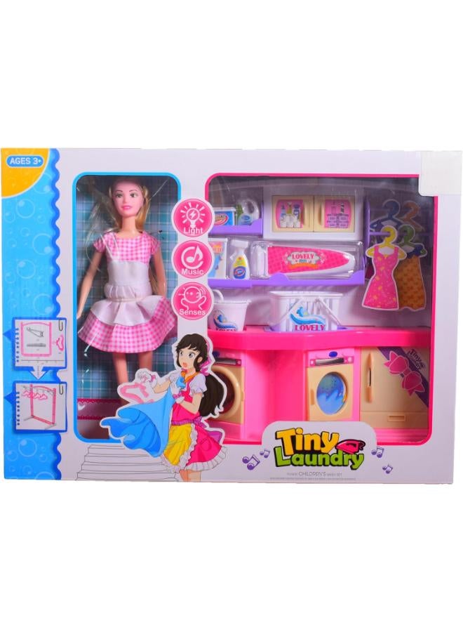 Playkidz Tiny Laundry Pretend Playset for Girls - Multicolor - Image 1