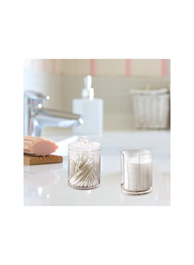 Raxoom Cotton Buds Dispenser Makeup Organiser Bathroom Storage Cotton Swabs Holder Cotton Pad Container with Lid (2 Cylinder) - Image 4