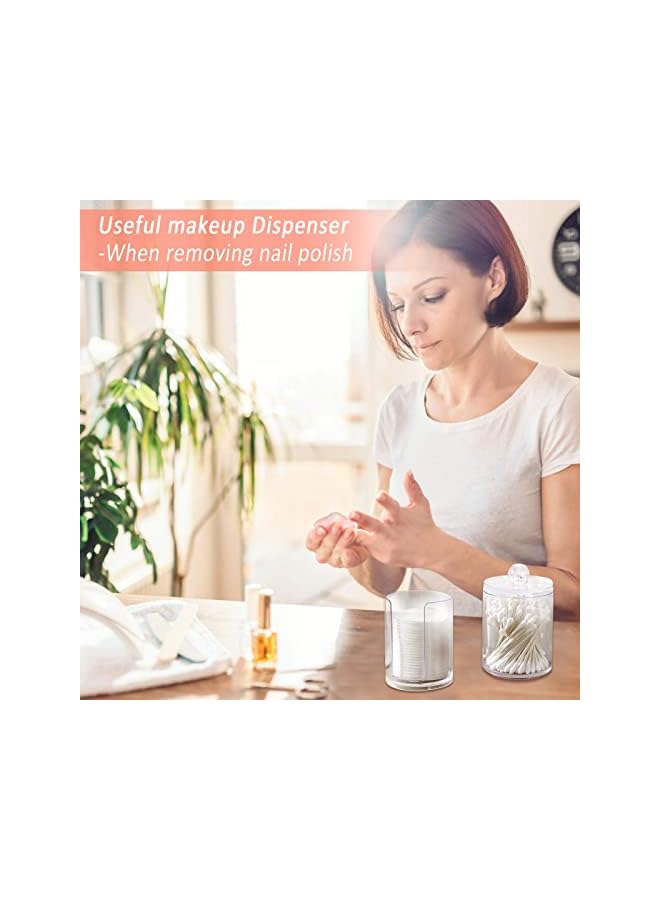 Raxoom Cotton Buds Dispenser Makeup Organiser Bathroom Storage Cotton Swabs Holder Cotton Pad Container with Lid (2 Cylinder) - Image 2