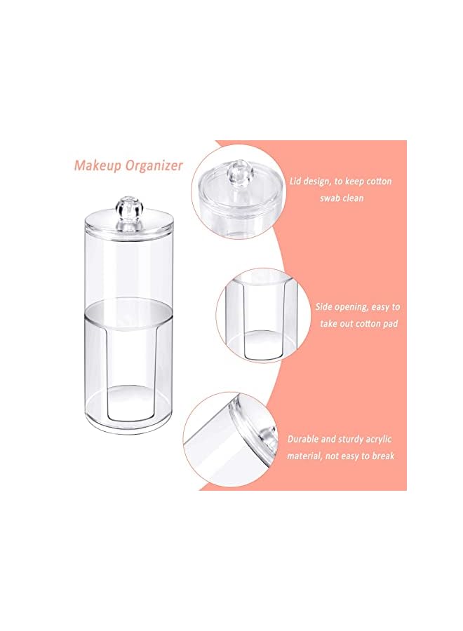 Raxoom Cotton Buds Dispenser Makeup Organiser Bathroom Storage Cotton Swabs Holder Cotton Pad Container with Lid (2 Cylinder) - Image 3