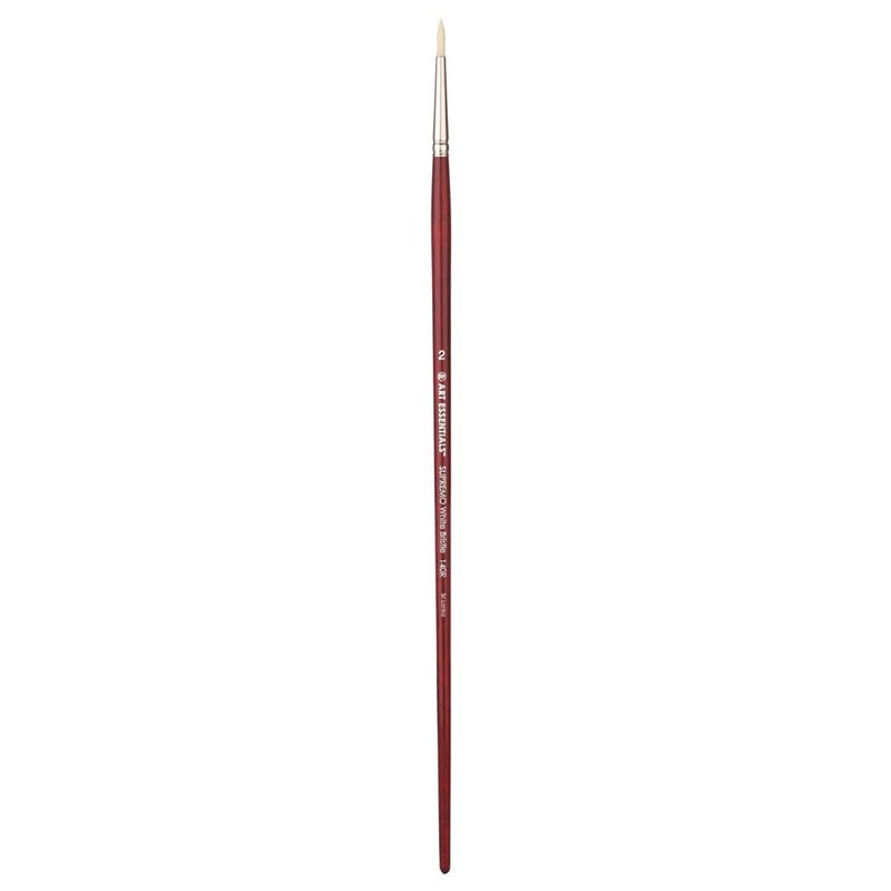 Art Essentials SUPREMO White Bristle Brush for Oil and Acrylic Painting - Series 140R - Round - Long Handle - Size: 2, with Maximum Colour Holding Capacity, Even & Consistent Flow - Image 1