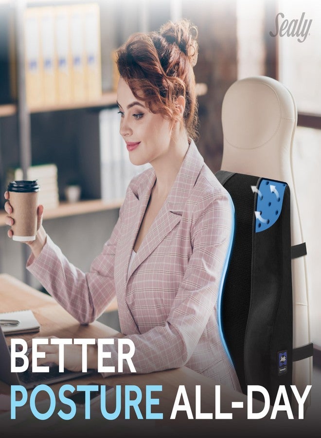 Sealy High Back Memory Foam Lumbar Support Pillow for Office Chair or Gaming Chair, Orthopedic Back Pillow for Car Seat, Black - Image 2