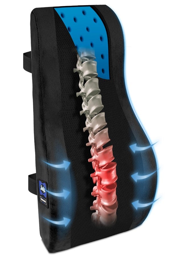 Sealy High Back Memory Foam Lumbar Support Pillow for Office Chair or Gaming Chair, Orthopedic Back Pillow for Car Seat, Black - Image 1