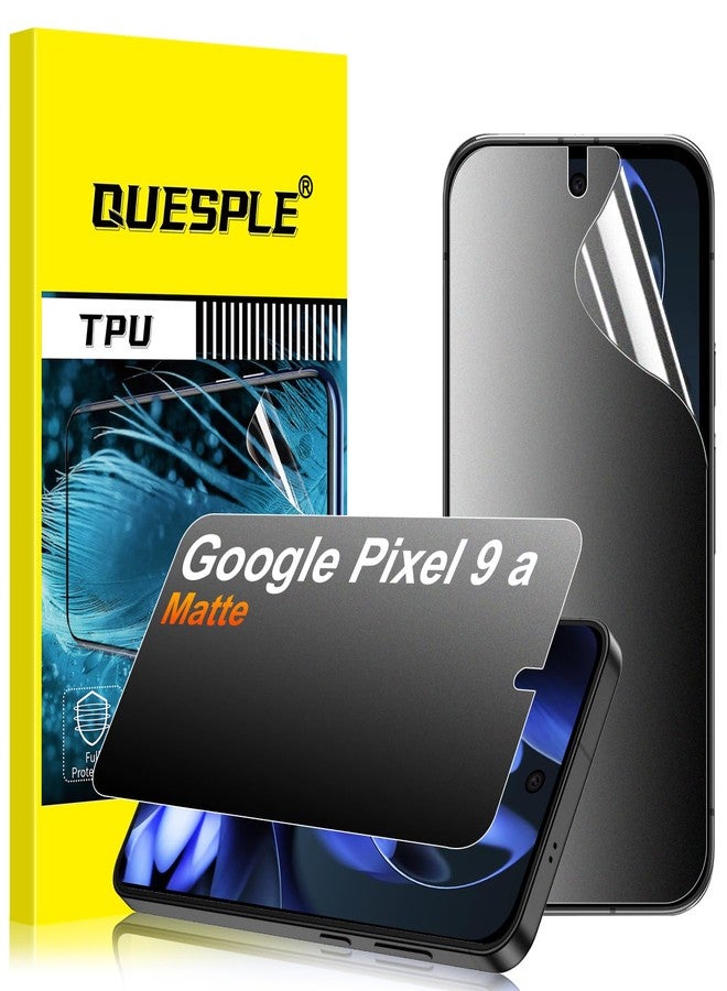 QUESPLE 2 Pack for Google pixel 9a Anti-Glare Matte Privacy Screen Protector 6.3 inch, Smooth and Responsive Touch Flexible EPU Film, [Support Fingerprint Unlock] [Self-Healing] [Not Glass] - Image 1