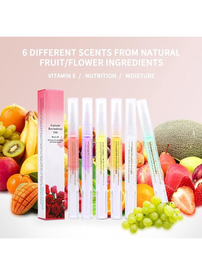 SULLMAR 6Pcs Nail Cuticle Oils Nutrition Oil Pen Nail Nourishment Pens 6Smell Cuticle Revitalizer for Agnail Nourish Skin Nail Care - Image 2
