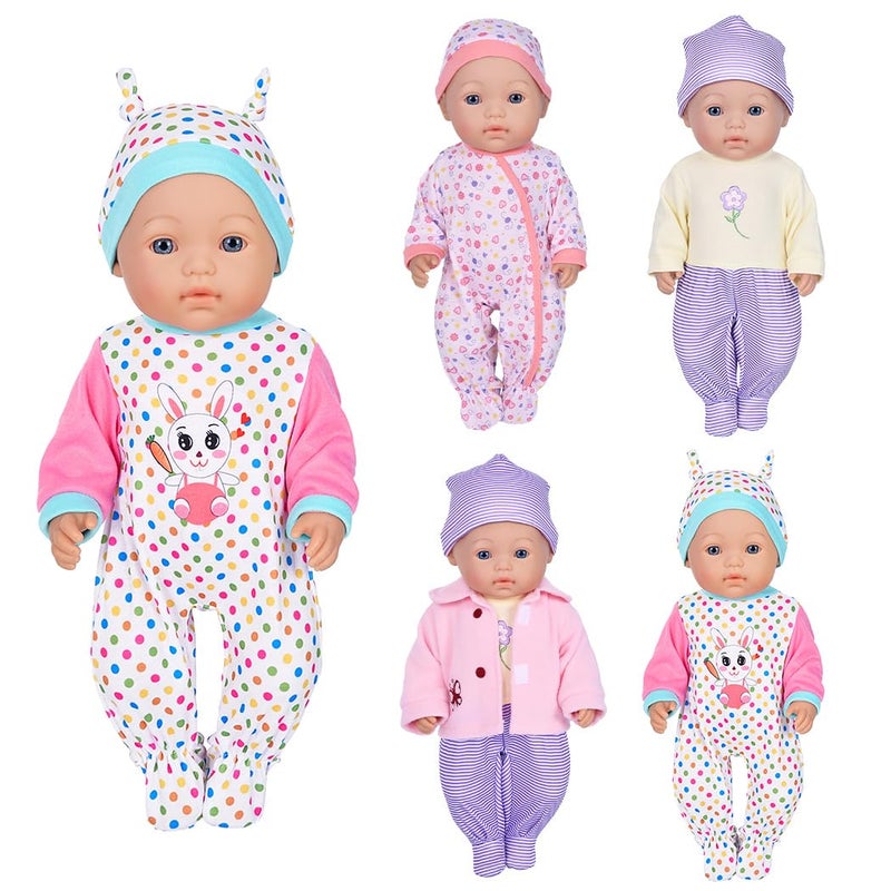 ebuddy 7 pcs Baby Doll Clothes Fit for 1416 Inch Baby Doll Dresses Outfits 17 inch New Born Baby Dolls15 Inch Baby Doll No Doll - Image 2