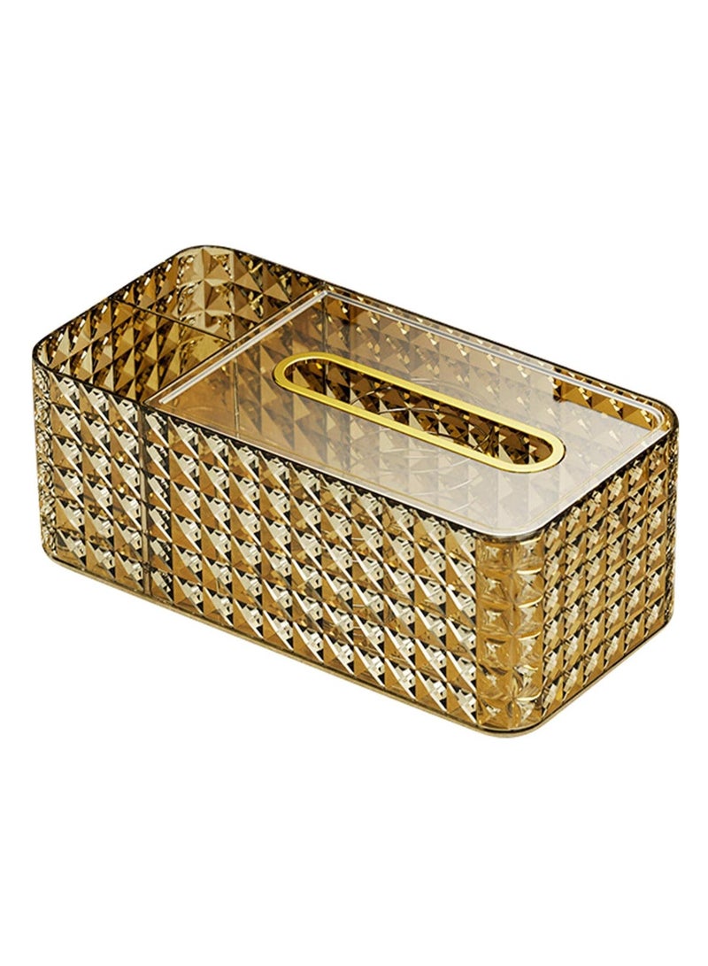 KASTWAVE Tissue Box Rectangle, With Storage Compartment, Diamond Pattern Tissue Box with Lid, Creative Ins Style Tissue Holder Napkin Dispenser for Bathroom Bedroom Living Room Office, 1 Pcs(Brown) - Image 1