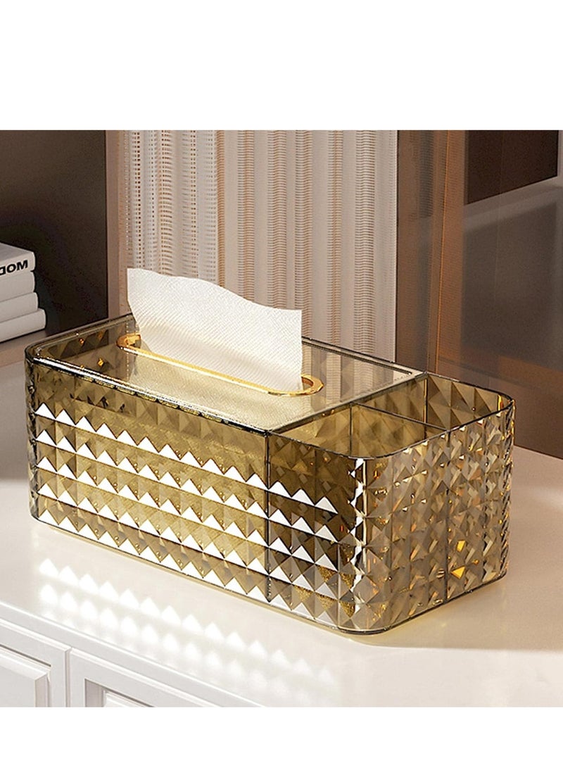 KASTWAVE Tissue Box Rectangle, With Storage Compartment, Diamond Pattern Tissue Box with Lid, Creative Ins Style Tissue Holder Napkin Dispenser for Bathroom Bedroom Living Room Office, 1 Pcs(Brown) - Image 4