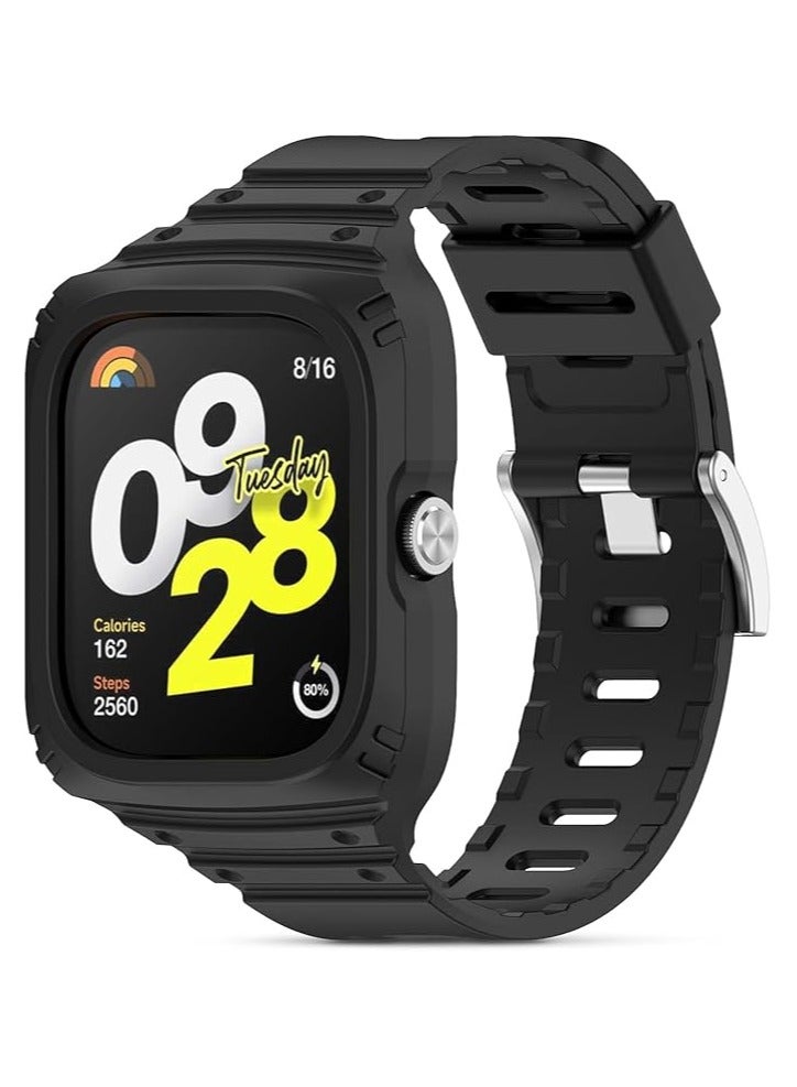 Strap Compatible with Redmi Watch 4 Replacement Integrated Band Silicone Wrist Strap Bracelet Band Soft And Durable with Quick Release Watch Accessories(Black)