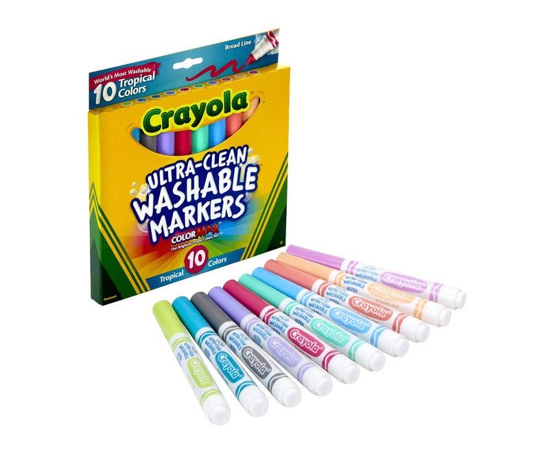 Crayola Ultra Clean Washable Markers, Tropical, Gift for Kids, 10Count - Image 2