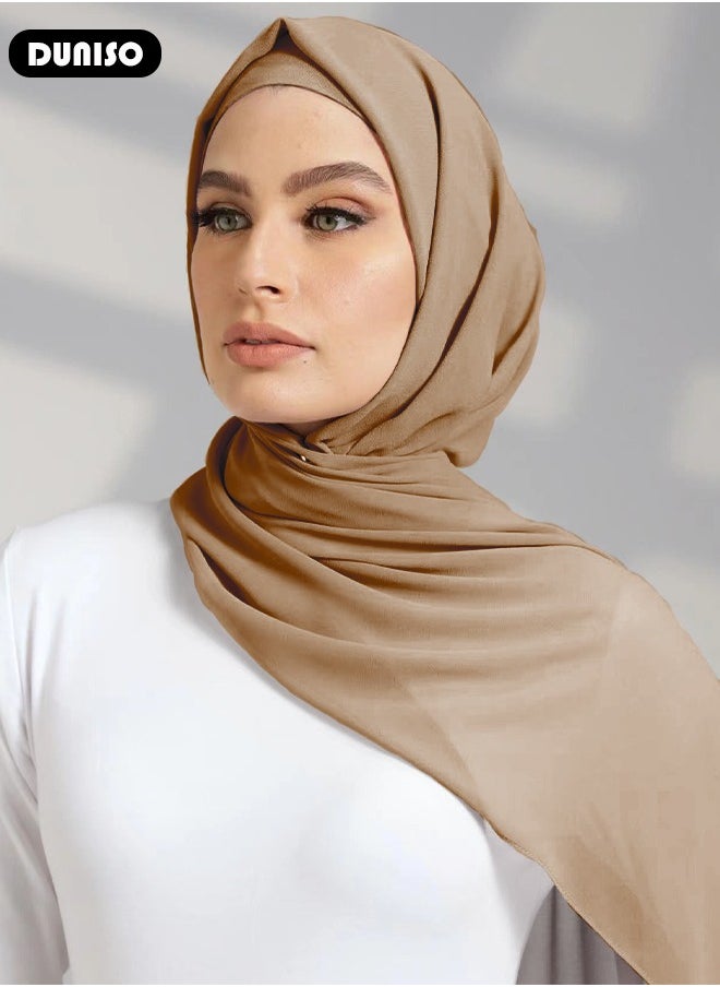DUNISO Women's Hijab, Premium Breathable Chiffon Hijab, Stylish and Comfortable Hijab Scarfs,  Very Comfy & Good for Everyday Use, Versatile and Artistic Scarf for Women  - Image 3
