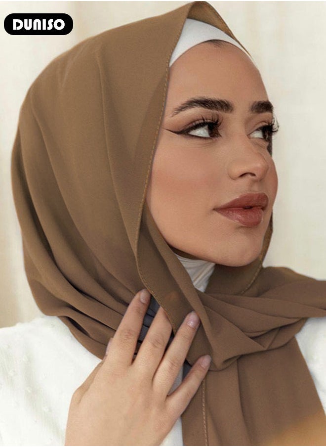 DUNISO Women's Hijab, Premium Breathable Chiffon Hijab, Stylish and Comfortable Hijab Scarfs,  Very Comfy & Good for Everyday Use, Versatile and Artistic Scarf for Women  - Image 5