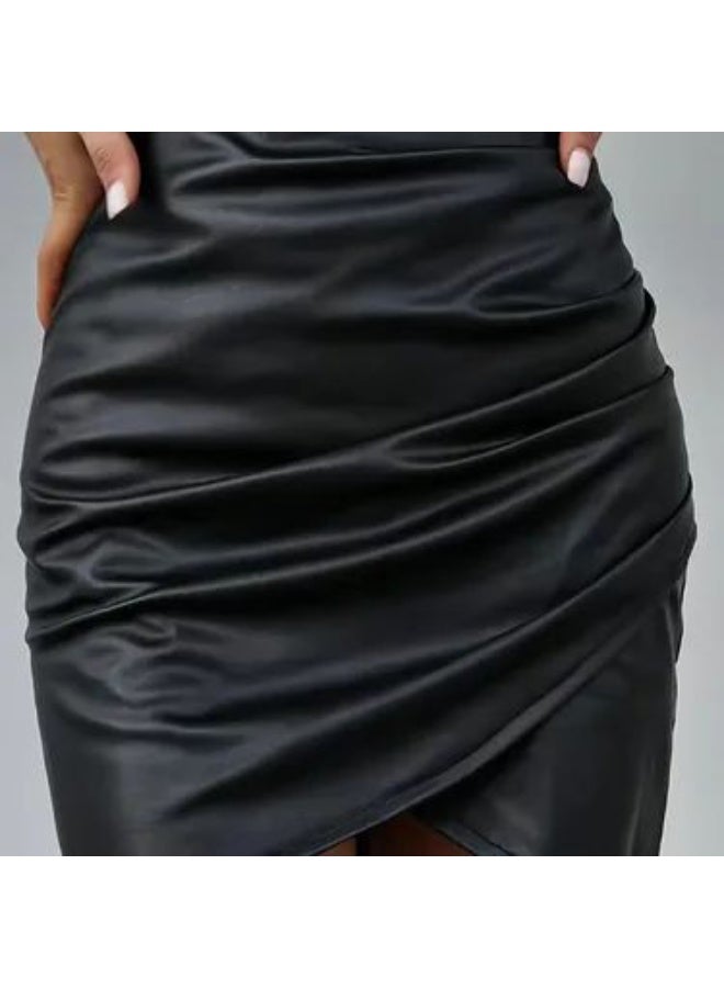 سكيرت جلد كروازيه درابيه تلبس من ٦٥ ل ٨٥