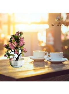 FIVE SEASONS FIVE SEASONS Artificial Potted Plant with Plastic Pot Decorative Showpiece Mini Potted Plants for Home Office Decoration Table Decor Vase with Artificial Plant Crimpson Pink  - Image 5