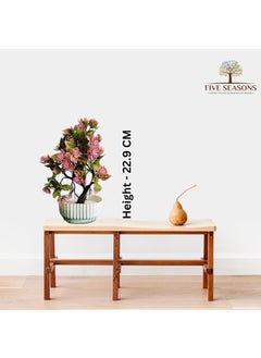 FIVE SEASONS FIVE SEASONS Artificial Potted Plant with Plastic Pot Decorative Showpiece Mini Potted Plants for Home Office Decoration Table Decor Vase with Artificial Plant Crimpson Pink  - Image 3
