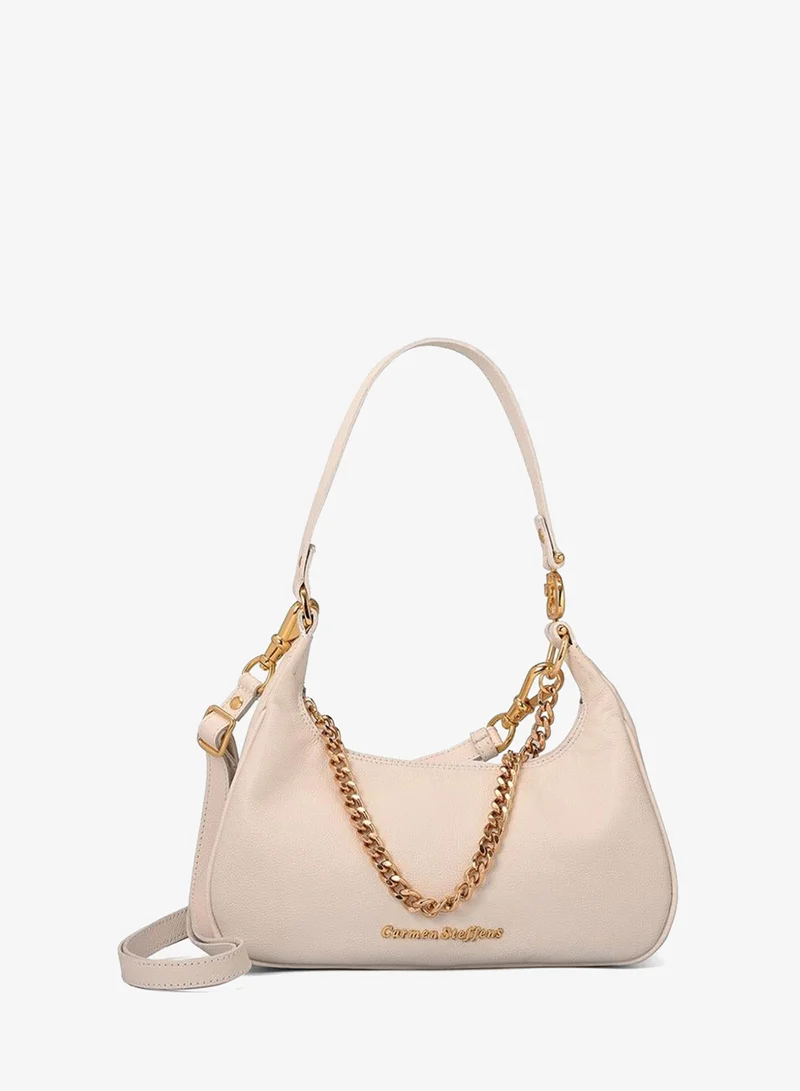 Carmen Steffens  White Bianco Half-Moon Leather Bag with Chain for Women | Best Price UAE
