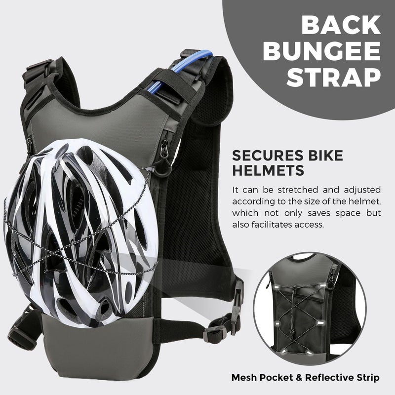 Criuage USA Original Patent Running Hydration Vest Backpack, Lightweight Chest Pack with 2.0L Water Bladder Bag Daypack for Hiking Running Cycling Race Marathon for Women Men (Grey, Standard) - Image 3
