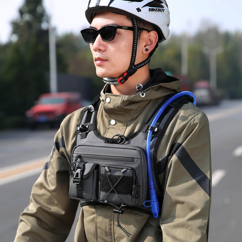 Criuage USA Original Patent Running Hydration Vest Backpack, Lightweight Chest Pack with 2.0L Water Bladder Bag Daypack for Hiking Running Cycling Race Marathon for Women Men (Grey, Standard) - Image 5