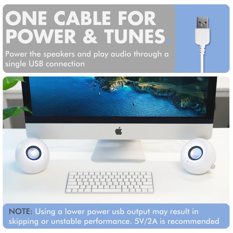 X9 Performance White Computer Speakers with RGB Lighting, Bluetooth, USB, and AUX - Triple Mode Connection, Dual 2.25" Drivers for Work and Play, Bluetooth Desktop Speakers for PC - White - Image 2