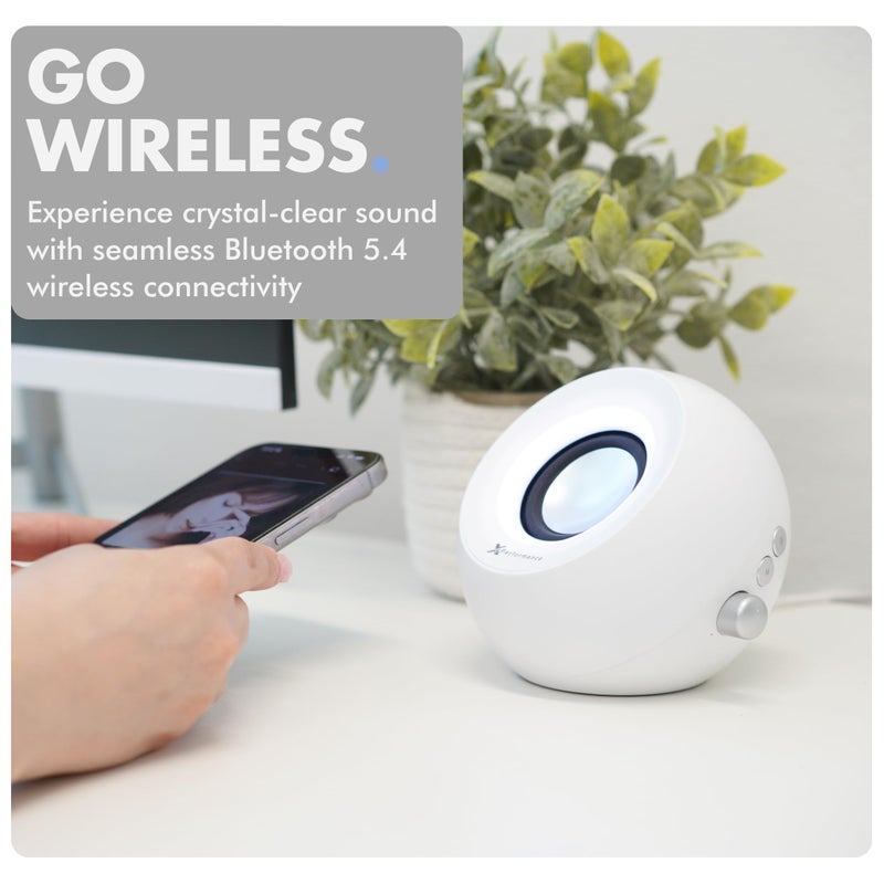 X9 Performance White Computer Speakers with RGB Lighting, Bluetooth, USB, and AUX - Triple Mode Connection, Dual 2.25" Drivers for Work and Play, Bluetooth Desktop Speakers for PC - White - Image 5
