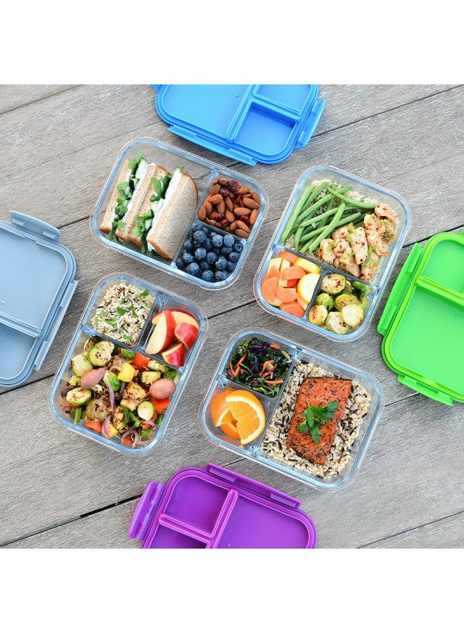 بنتجو صندوق غداء زجاجي من Bentgo® - حاوية طعام مقاومة للتسرب على طراز Bento مع غطاء محكم الغلق وتصميم مقسم إلى 3 أقسام - سعة 5 أكواب لتحضير الوجبات، ووجبات يتم التحكم في حصصها للبالغين (رمادي) - Image 3