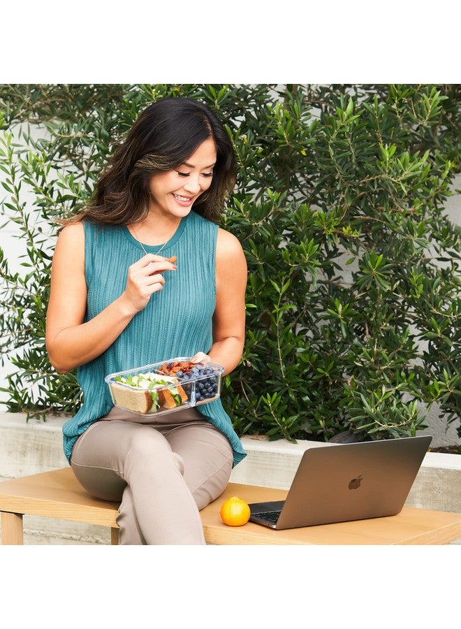 بنتجو صندوق غداء زجاجي من Bentgo® - حاوية طعام مقاومة للتسرب على طراز Bento مع غطاء محكم الغلق وتصميم مقسم إلى 3 أقسام - سعة 5 أكواب لتحضير الوجبات، ووجبات يتم التحكم في حصصها للبالغين (رمادي) - Image 2