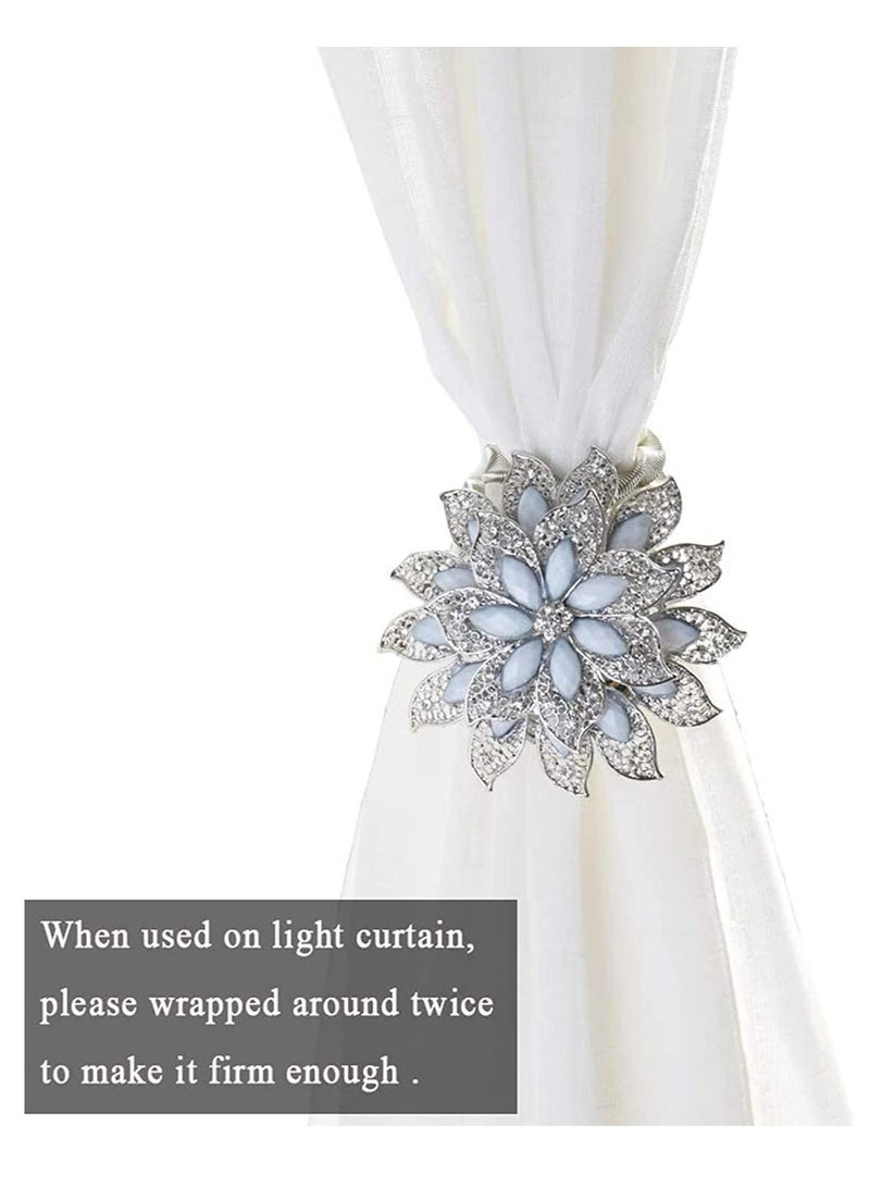 Captaintech 1PCS Magnetic Curtain Tie Tiebacks Decorative Crystal Flower Shape Window Holdback Buckles Holder Buckle Hooks for Home Sheer Blackout Drapes Blind Curtains - Image 4