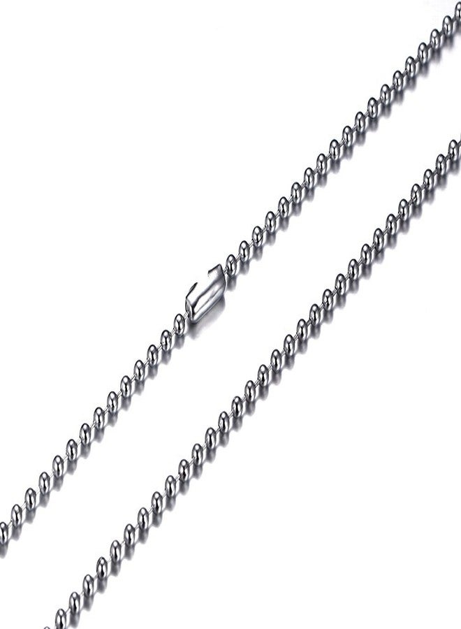 SINLEO Titanium Stainless Steel Small Beads Ball Chain Necklace for Men Women Dog Tag Link Chain Silver 2MM 24 Inches - Image 2