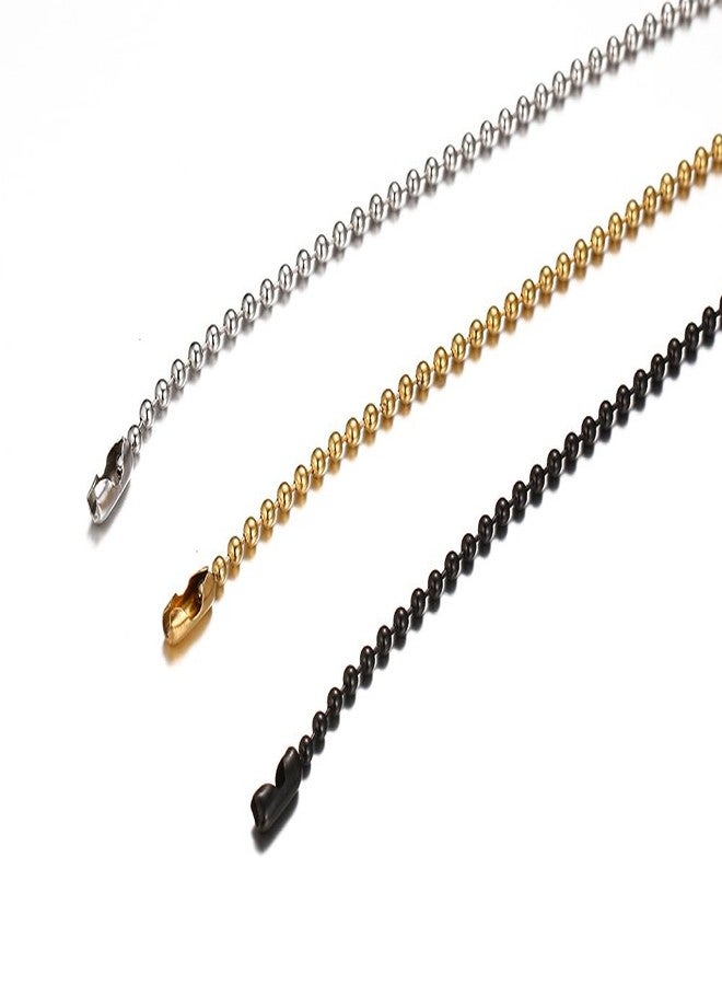 SINLEO Titanium Stainless Steel Small Beads Ball Chain Necklace for Men Women Dog Tag Link Chain Silver 2MM 24 Inches - Image 5