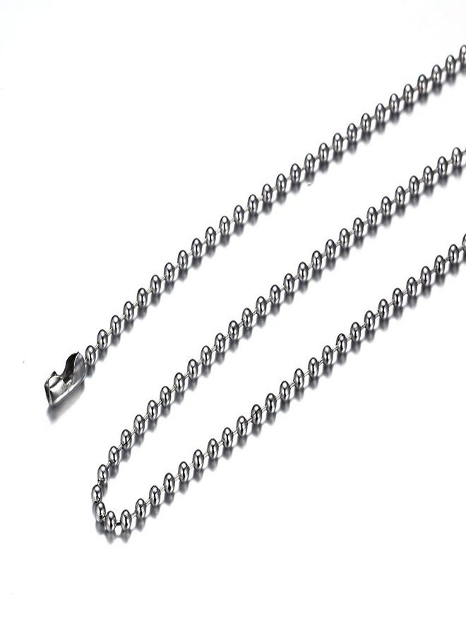 SINLEO Titanium Stainless Steel Small Beads Ball Chain Necklace for Men Women Dog Tag Link Chain Silver 2MM 24 Inches - Image 3