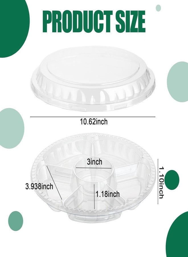 Tinsky 30 Pack Fruit Trays for Serving for Party, 6 Divided Compartment Disposable Party Platters for Vegetable Fruit Snack Nut, Plastic Veggie Tray with Lid for Buffet Catering（10.4 Inch） (Clear) - Image 5