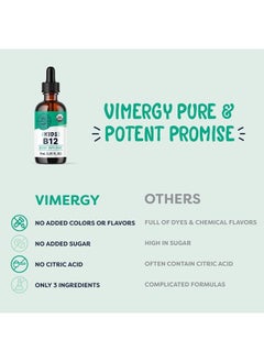 Vimergy Kids Organic Liquid B12 – Promotes Physical Development & Cognitive Function* – Fast-Absorbing Immune Support* – USDA Organic, Vegan, Non-GMO – 55 mL  - Image 5
