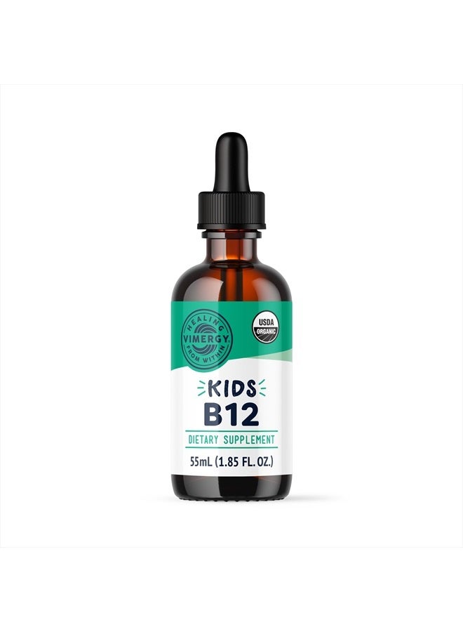 Vimergy سائل ب12 العضوي للأطفال - يعزز النمو البدني والوظيفة الإدراكية* - دعم مناعي سريع الامتصاص* - عضوي من وزارة الزراعة الأمريكية، نباتي، غير معدل وراثيًا - 55 مل - Image 1