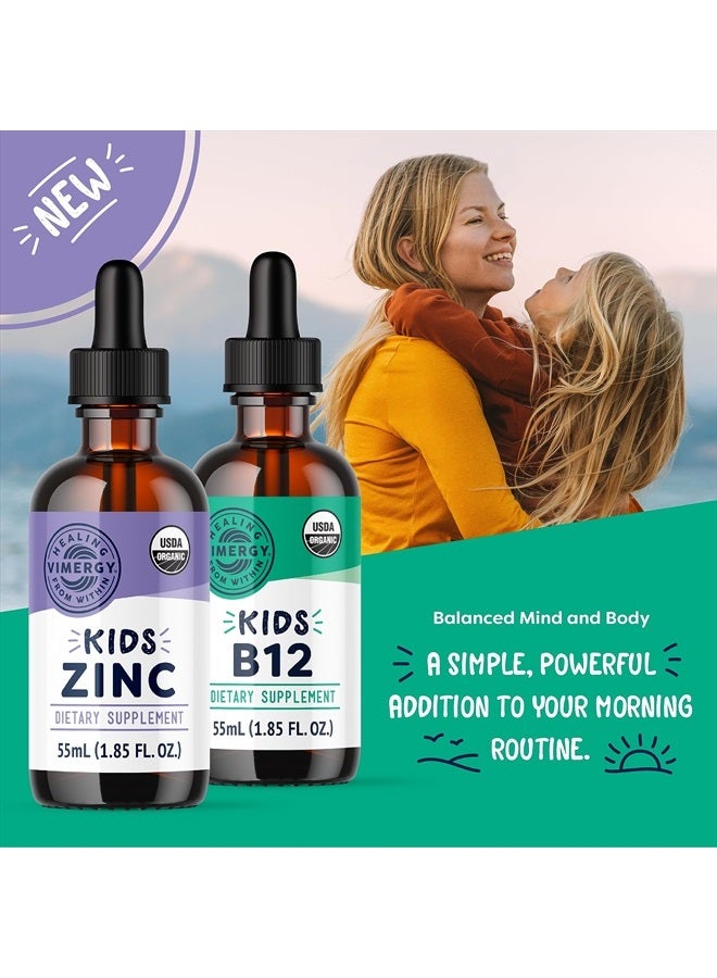 Vimergy سائل ب12 العضوي للأطفال - يعزز النمو البدني والوظيفة الإدراكية* - دعم مناعي سريع الامتصاص* - عضوي من وزارة الزراعة الأمريكية، نباتي، غير معدل وراثيًا - 55 مل - Image 2