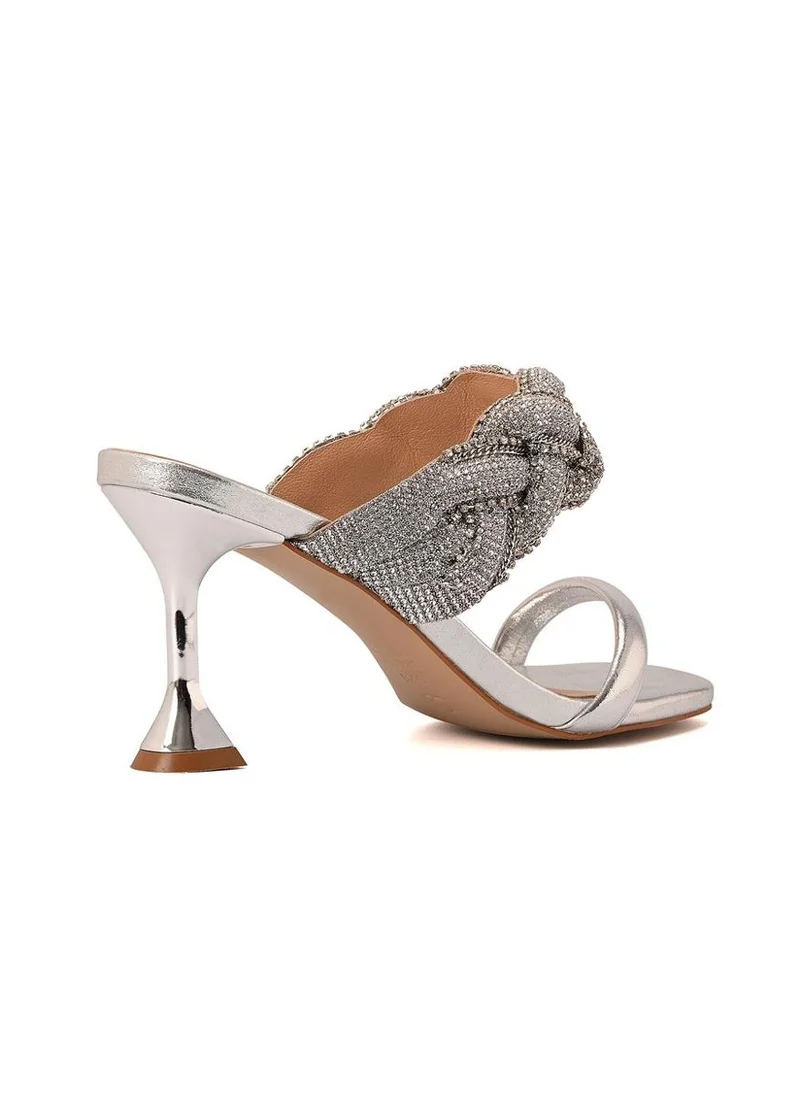 Carmen Steffens  Silver Crystal Embellished Mule for Women | Best Price UAE
