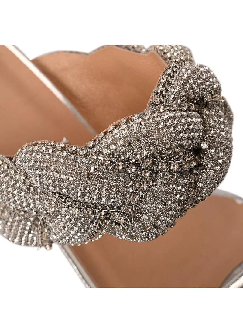 Carmen Steffens  Silver Crystal Embellished Mule for Women | Best Price UAE