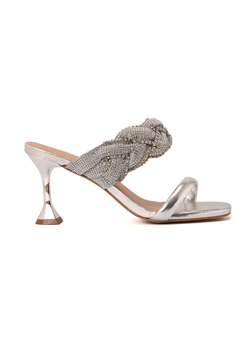 Carmen Steffens  Silver Crystal Embellished Mule for Women | Best Price UAE
