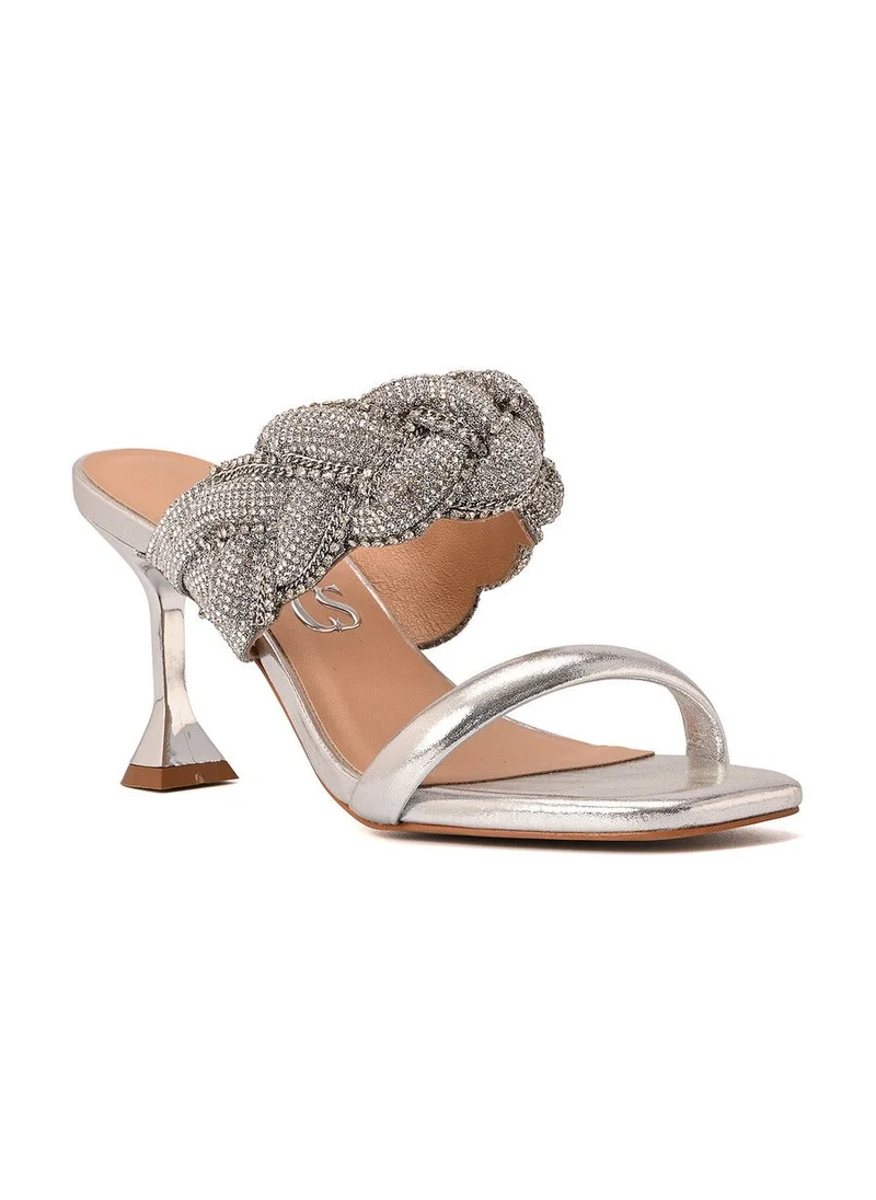 Carmen Steffens Silver Crystal Embellished Mule